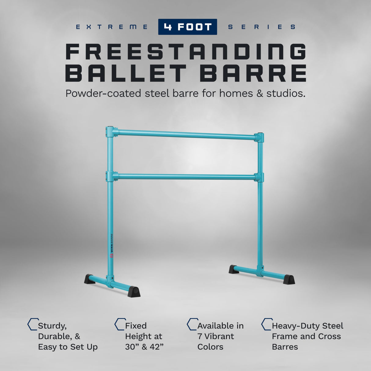 VITA Barre Portable Freestanding Double Ballet Barre, Extreme, Steel | Fixed Height, Made in USA, Home or Gym Exercise Equipment for Kids & Adults | Dance, Fitness, Pilates