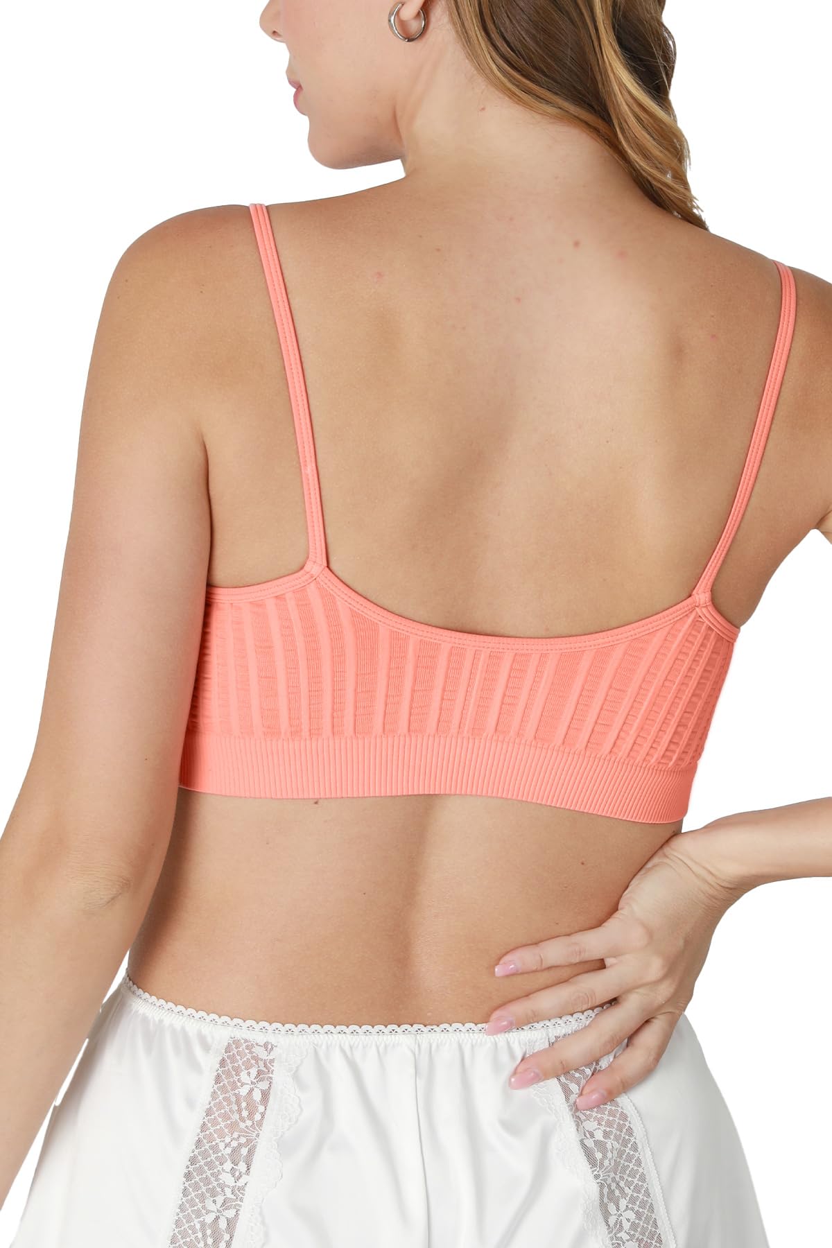 NIKIBIKI Women Seamless Ribbed V-Neck Bralette, Made in U.S.A, One Size