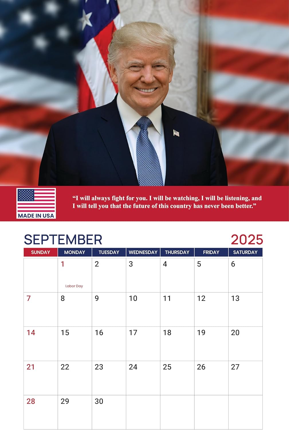 Trump Wall Calendar 2025, Monthly Wall Calendar Donald Trump Gifts, 45 47 President Trump Calendar for Walls with Motivational and Inspirational Quotes, Made in USA