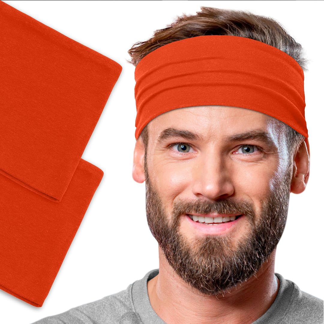 Men's Cotton Headbands Sweatbands 5" Wide Sports Fitness Yoga Fashion Made in USA