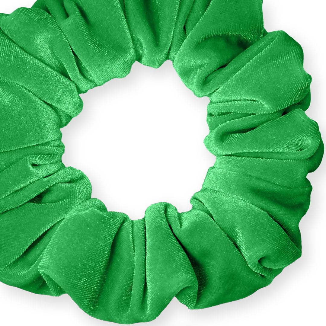Velvet Scrunchies Jumbo Size Plush Big Ponytail Holders Thick Braided Locked Hair Big Made in the USA Green Pine
