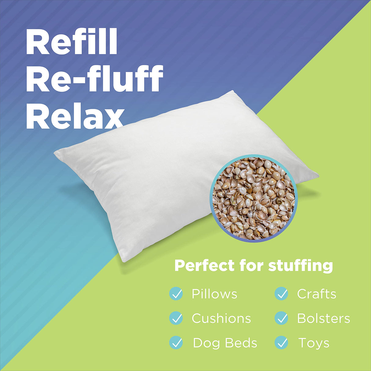 Bean Products Organic Millet Hulls | 100% Organically Grown in The USA | Great for Filling Pillows, Yoga Bolsters, Cushions & More | Chemical Free and Hypoallergenic | 5lbs