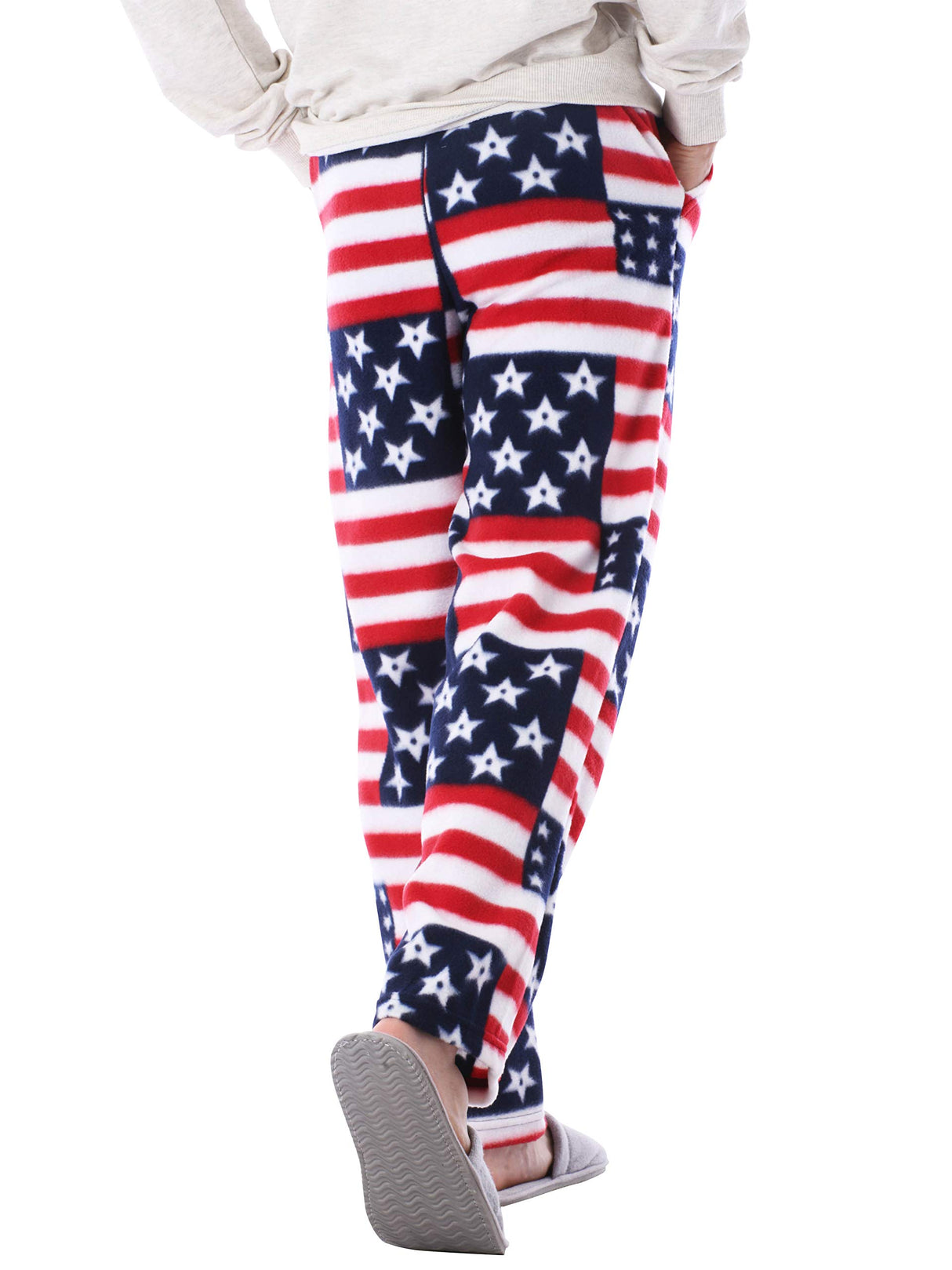 Made in USA Mens Premium Pajama Pants with Print Pattern Knit Fleece Lounge PJ Botton with Pockets