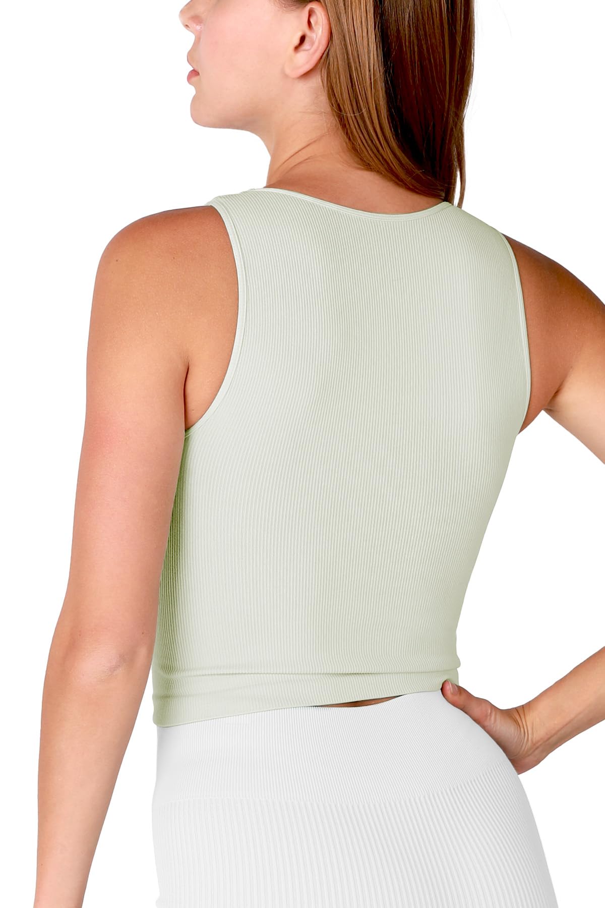 NIKIBIKI Women Seamless High Neck Ribbed Crop Top, Made in U.S.A, One Size