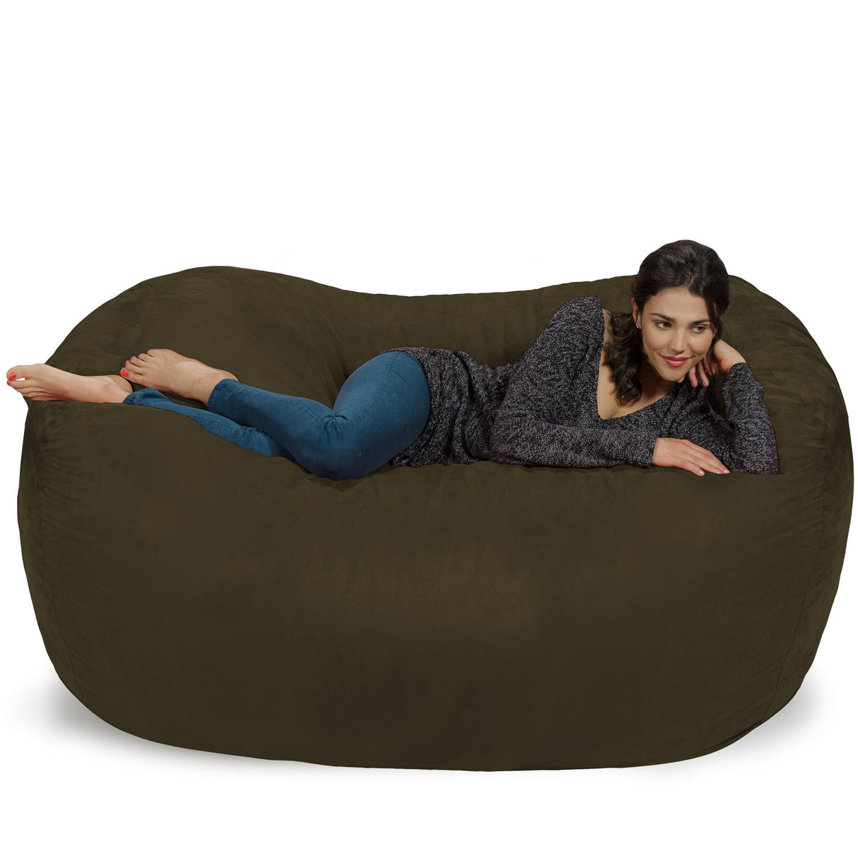 Chill Sack Bean Bag Chair: Huge 6' Memory Foam Furniture Bag and Large Lounger - Big Sofa with Soft Micro Fiber Cover - Red Furry
