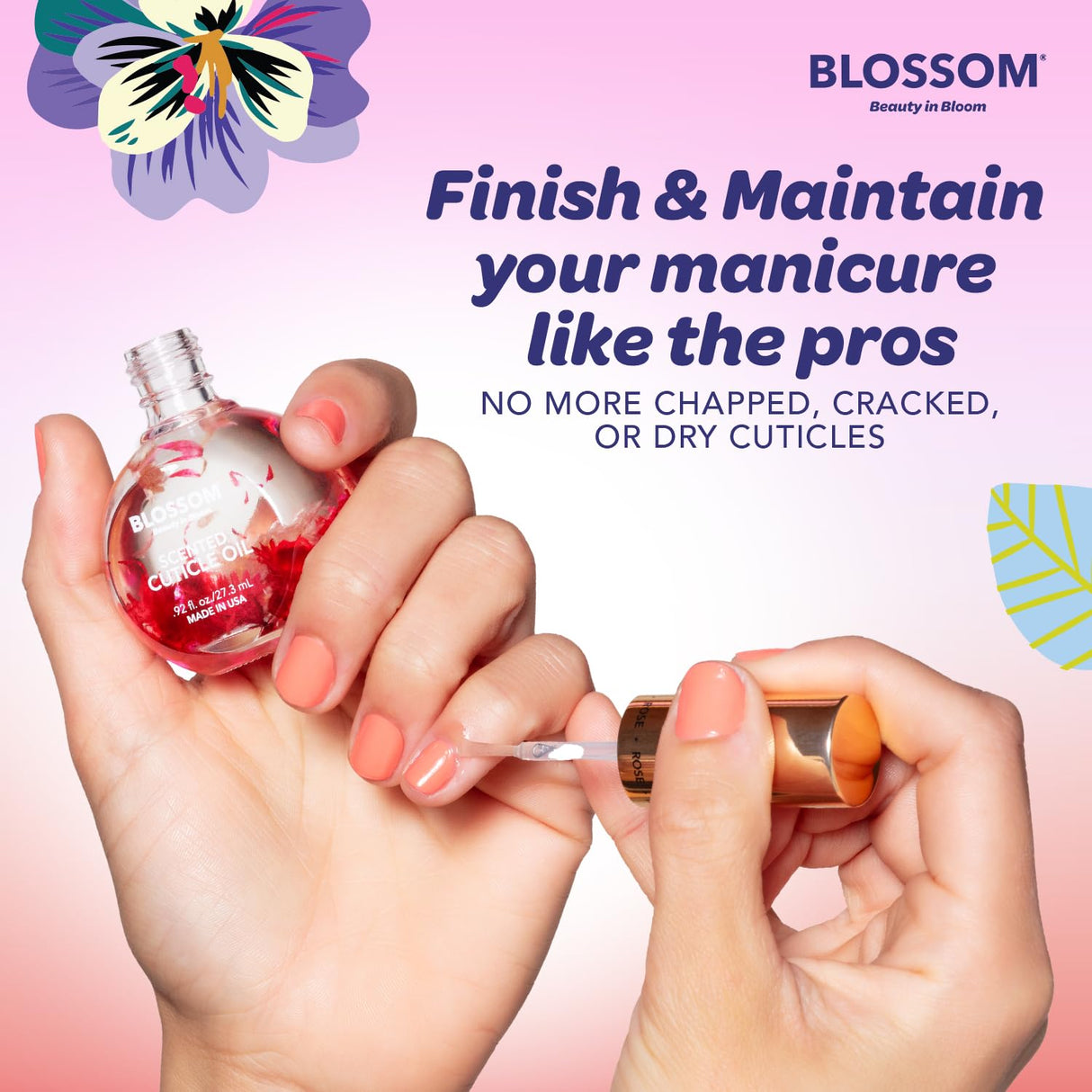 Blossom Scented Cuticle Oil, Infused with Real Flowers, Hydrating, Moisturizing, Strengthening, Made in USA, 0.5 fl. oz, Amazon Exclusive, Watermelon