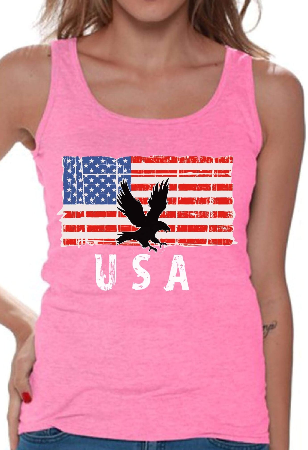 Awkward Styles Eagle USA Women Tank Top Made in The USA Military Shirt for Women