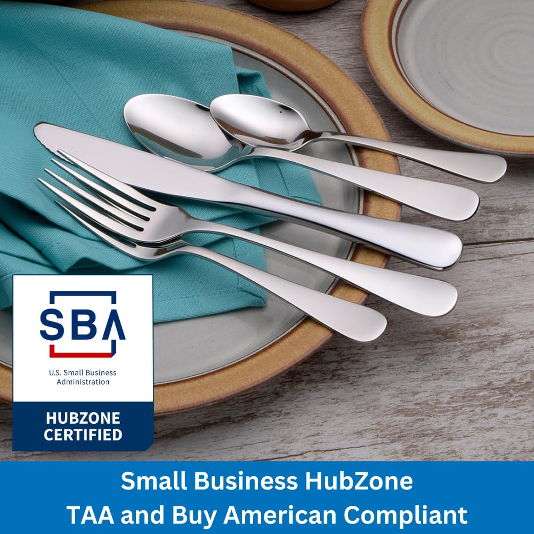 Dinner Spoon/Place Spoon Made in USA Set of 12 18/10 Stainless Steel Flatware Mirror Finish Dishwasher Safe TAA HubZone and Buy American Compliant Annapolis Silverware Made by Sherrill Manufacturing