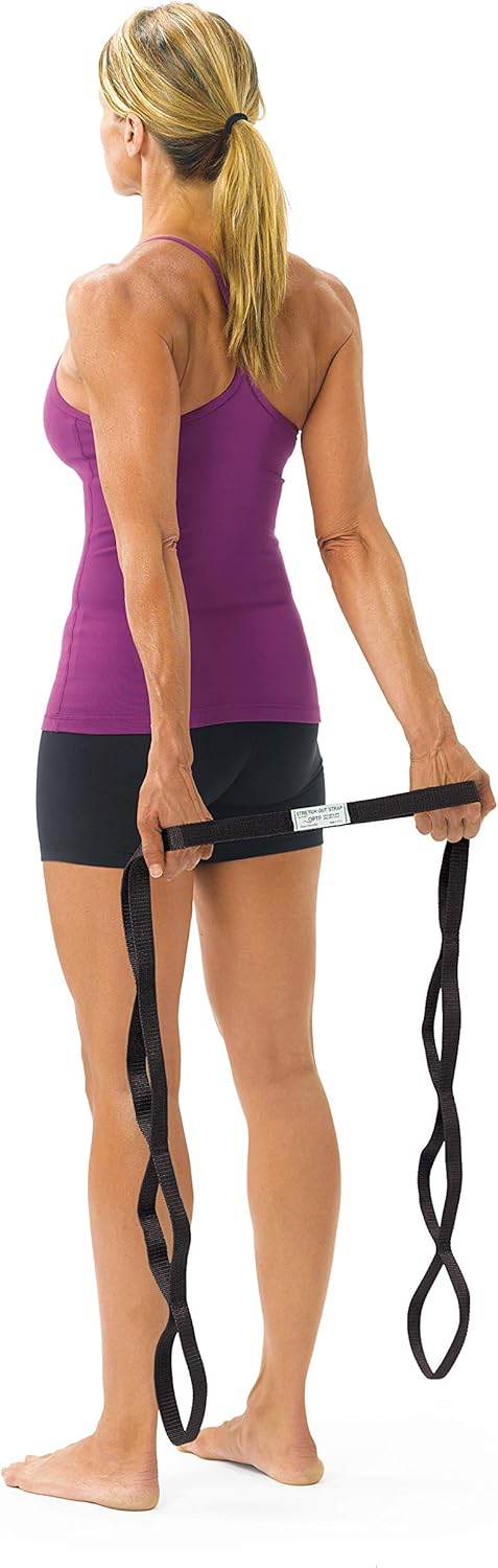 OPTP The Original Stretch Out Strap XL with Exercise Book, USA Made Stretch Out Straps for Physical Therapy, Yoga Stretching Strap or Knee Therapy Strap - Ten Loops, 7'5" Strap
