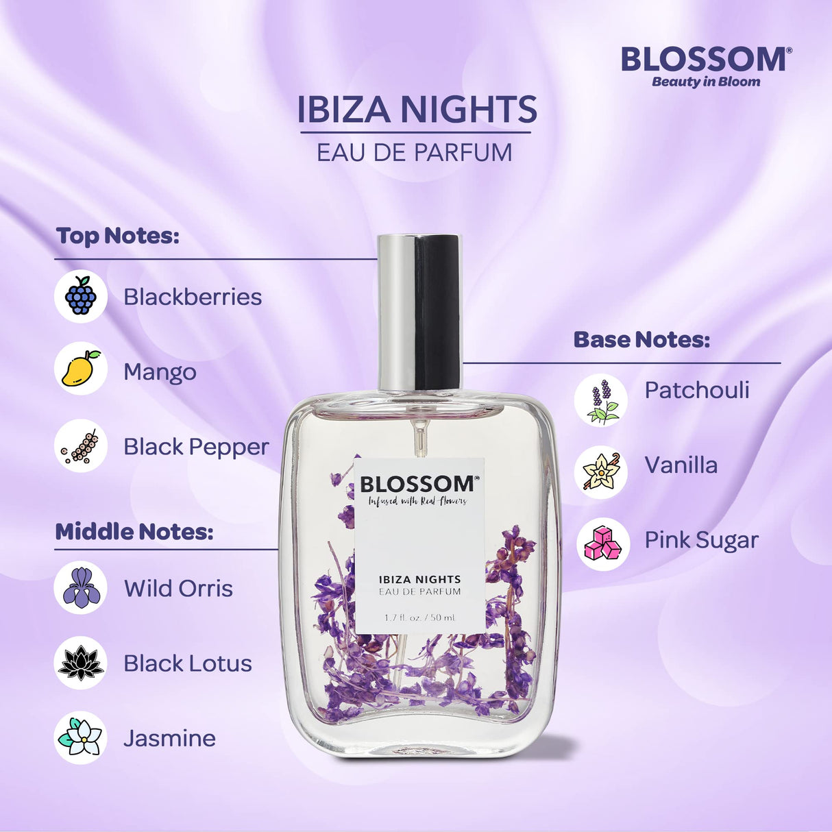 Blossom Unisex Eau De Parfum, Cruelty Free and Vegan Fragrance, Plant-based Perfume Spray, Infused with Real Flowers, Made in USA, 1.7oz, (White Calla Lily, Grapefruit, Sundrenched Flowers), Slay