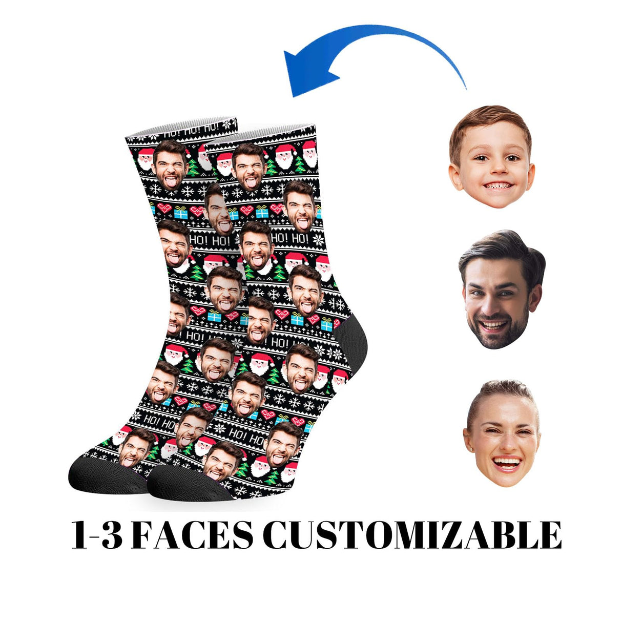 Custom Socks with Picture:Made in USA,Customized Face Socks,Personalized Socks Memorial Gift for Men Women Kid