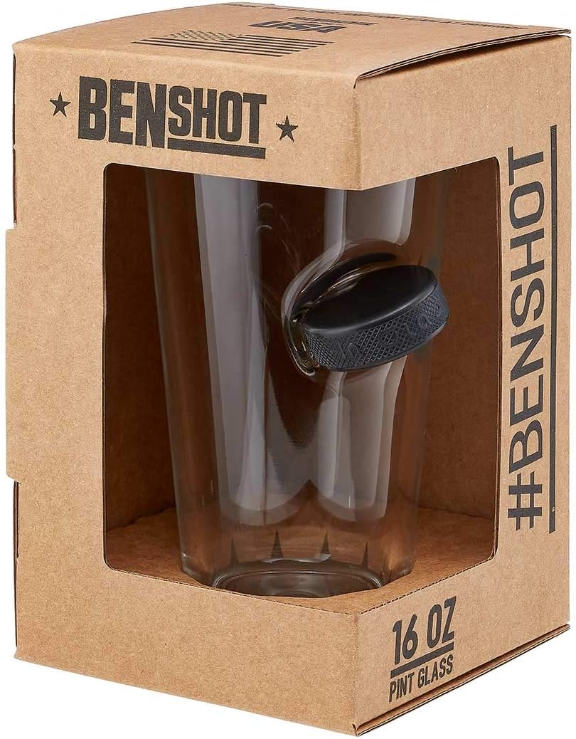 BenShot Hockey Puck Glasses - 16oz Pint, 11oz Rocks, 15oz Wine | Made in the USA