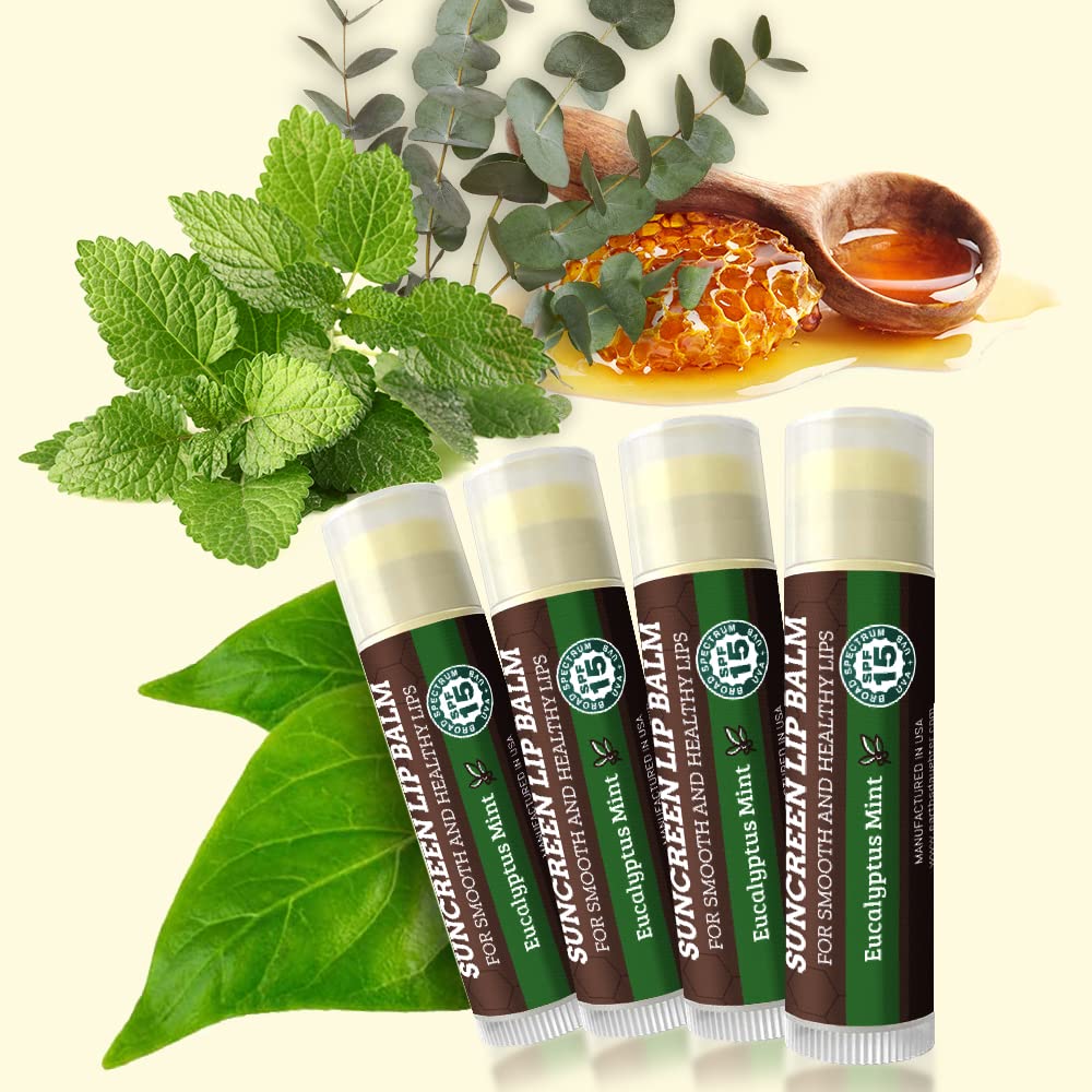 USDA Organic Lip Balm 6-Pack by Earth's Daughter Stocking Stuffers - Fruit Flavors, Beeswax, Coconut Oil, Vitamin E - Best Lip Repair Chapstick for Dry Cracked Lips - Moisturizing Lip Care