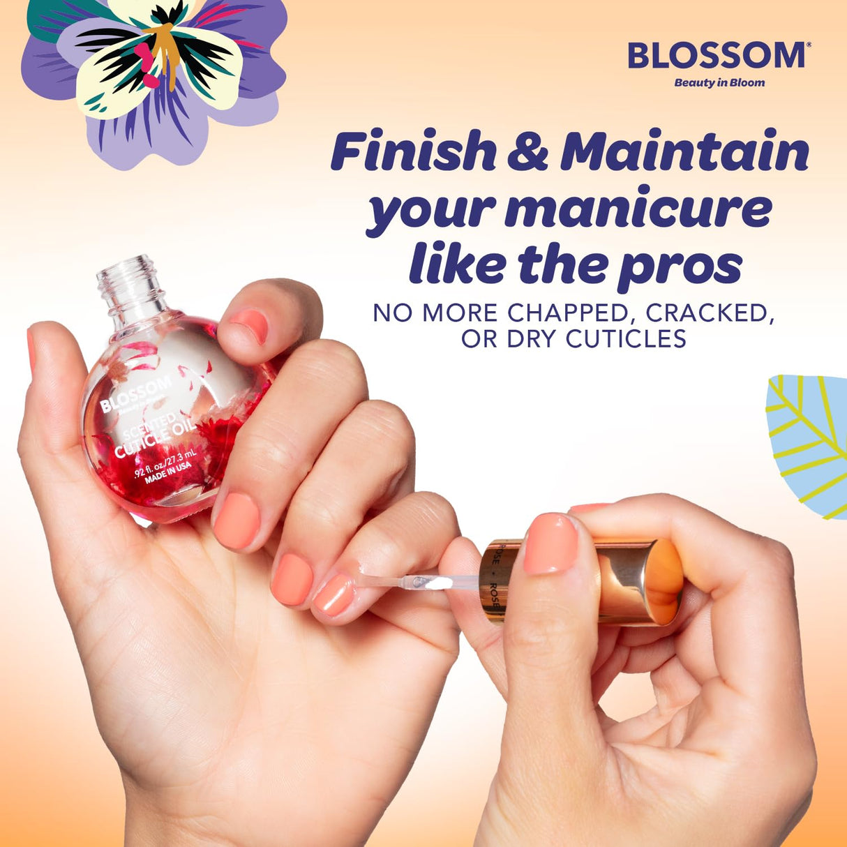 Blossom Scented Cuticle Oil, Infused with Real Flowers, Hydrating, Moisturizing, Strengthening, Made in USA, 0.5 fl. oz, Amazon Exclusive, Watermelon