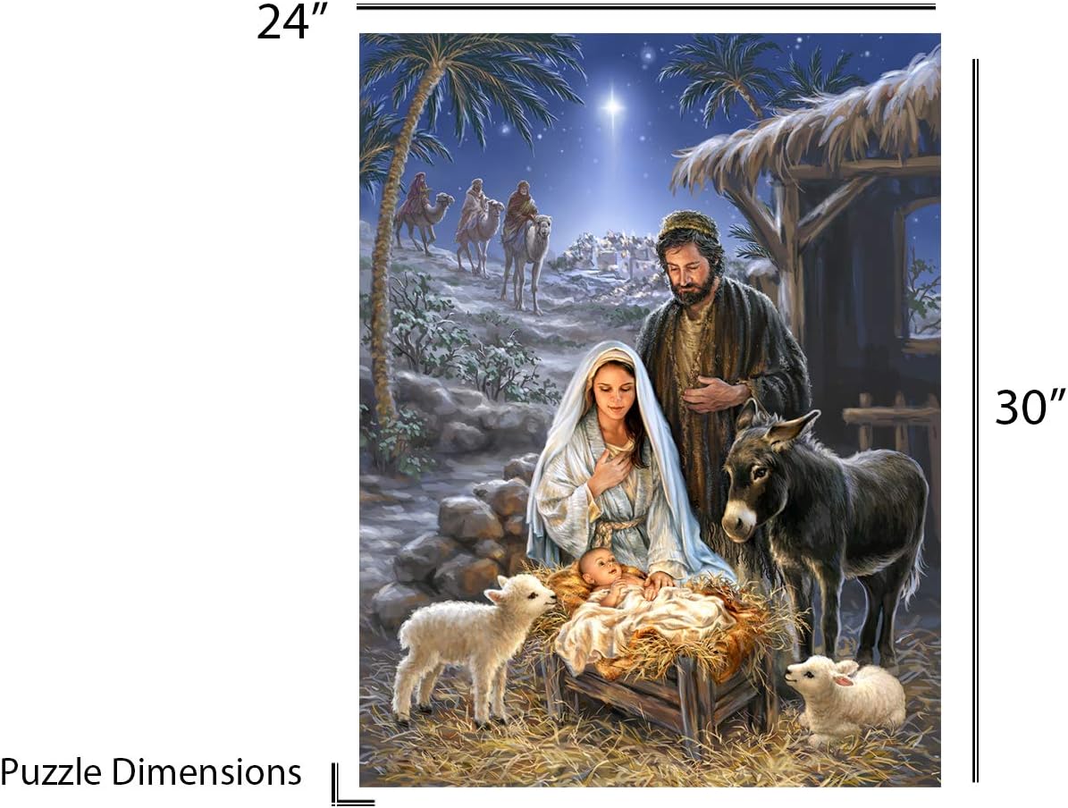 Springbok- Savior is Born 1000 Piece Jigsaw Puzzle - A Nativity Scene is Beautifully Illustrated Celebrating The Meaning of Christmas