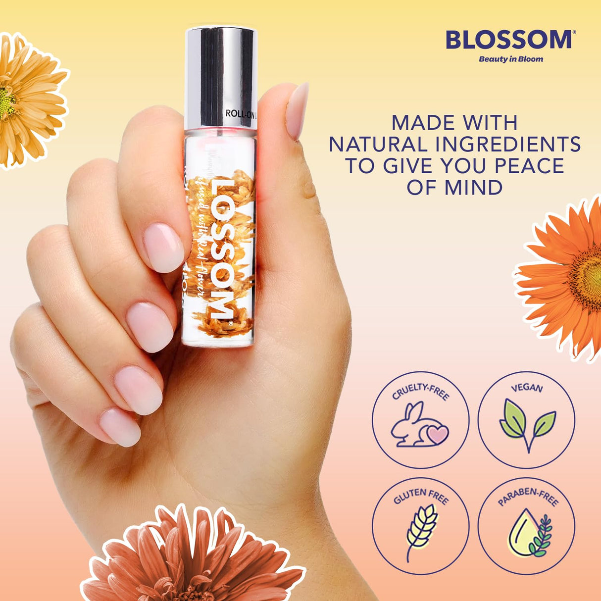 Blossom Scented Roll on Lip Gloss, Infused with Real Flowers, Made in USA, 0.20 fl. oz./5.9ml, Watermelon