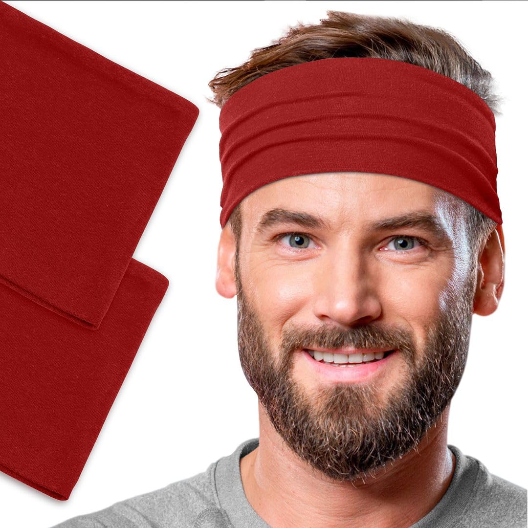 Men's Cotton Headbands Sweatbands 5" Wide Sports Fitness Yoga Fashion Made in USA