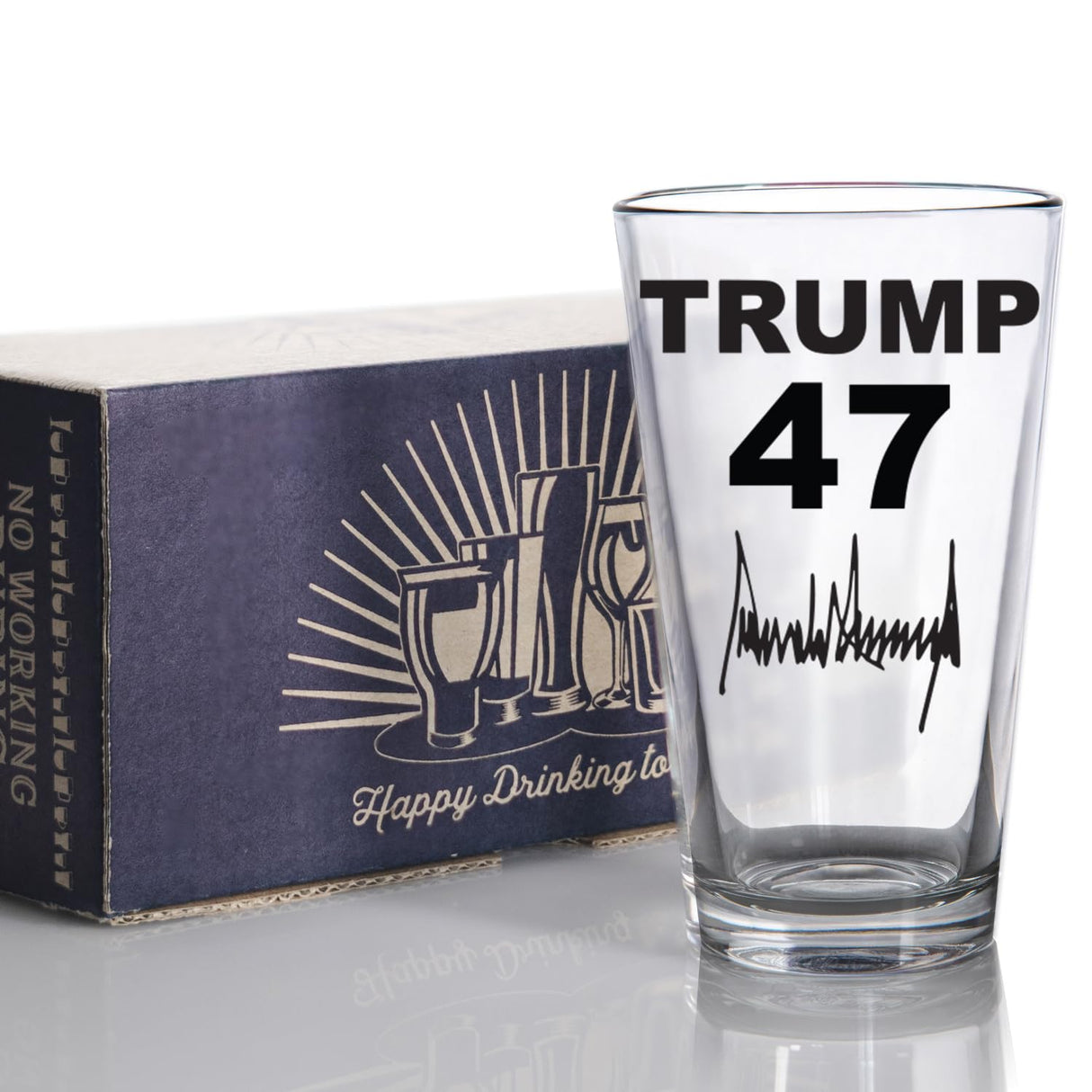 Trump 47 President Donald Trump Commemorative 16 oz Beer Pint Shaker Highball Glass - Made in The USA & Dishwasher Safe, MAGA Gift for Dad, Husband, or Trump Girl (PINNT)