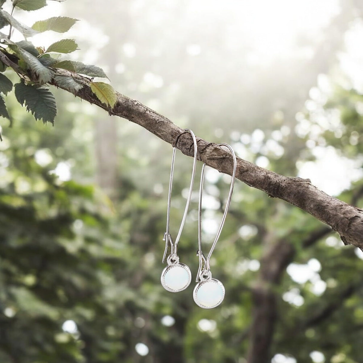 Bottled Up Designs Handmade Recycled Vintage Olive Green Wine Bottle Long Drop Charm Earrings