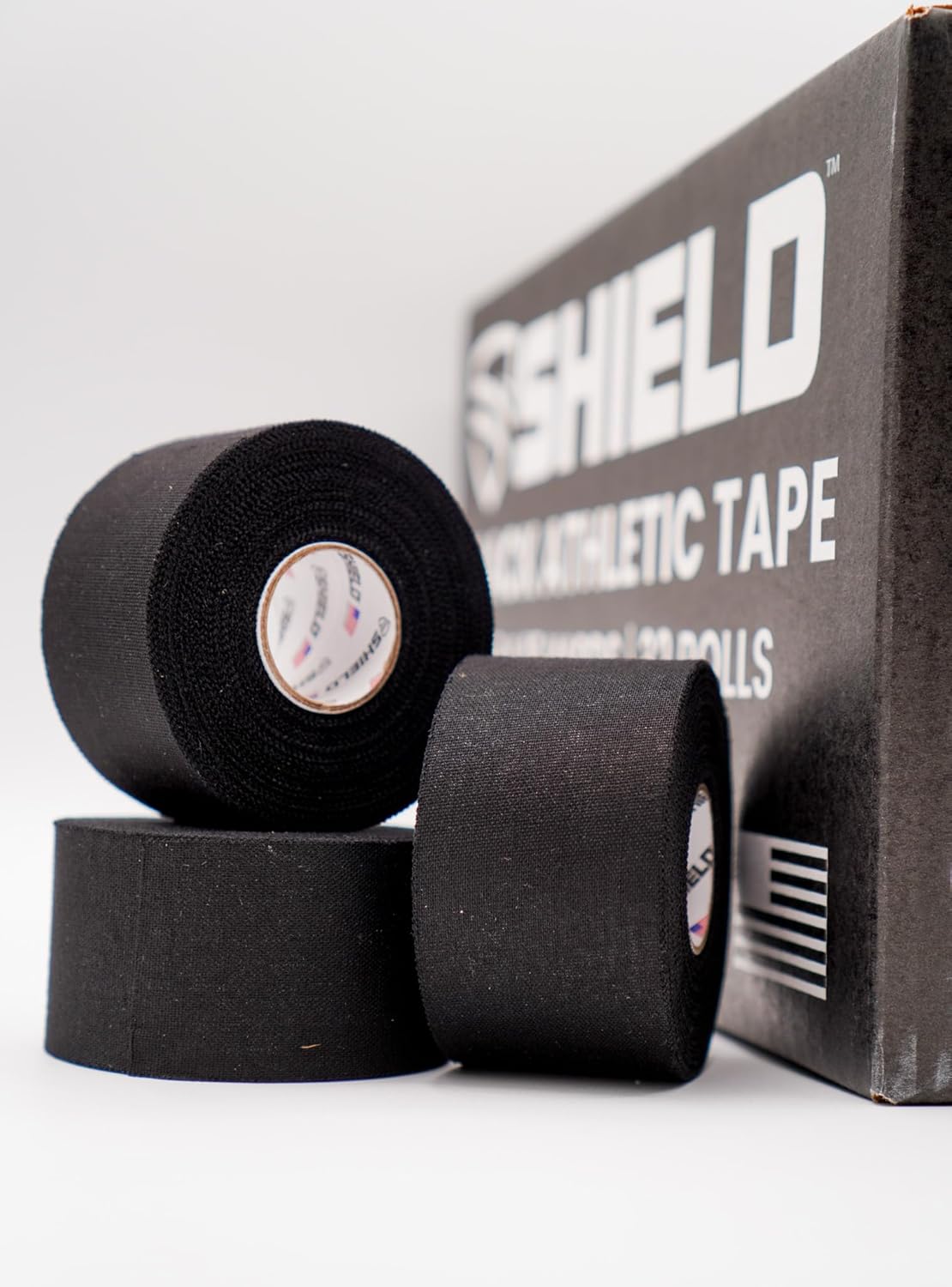 SHIELD | 32 Pack Black Athletic Tape Bulk - 1.5 Inches x 15 Yards - Made in USA Easy Tear, No Residue. Sports Medicine - Athletes, Medical, Therapy, Athletic Trainers: Ankles Wrists Fingers