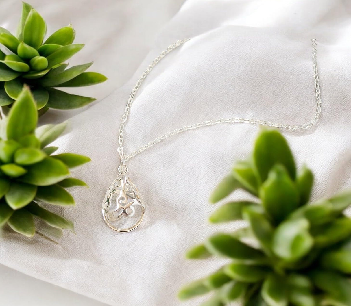 Bottled Up Designs Handmade Filigree Teardrop Necklace, Recycled Vintage Mason Jar, Sterling Silver, Eco Friendly, Made in USA, Birthday Gifts, Mothers Day, Women, Anniversary (Mason Jar Aqua)