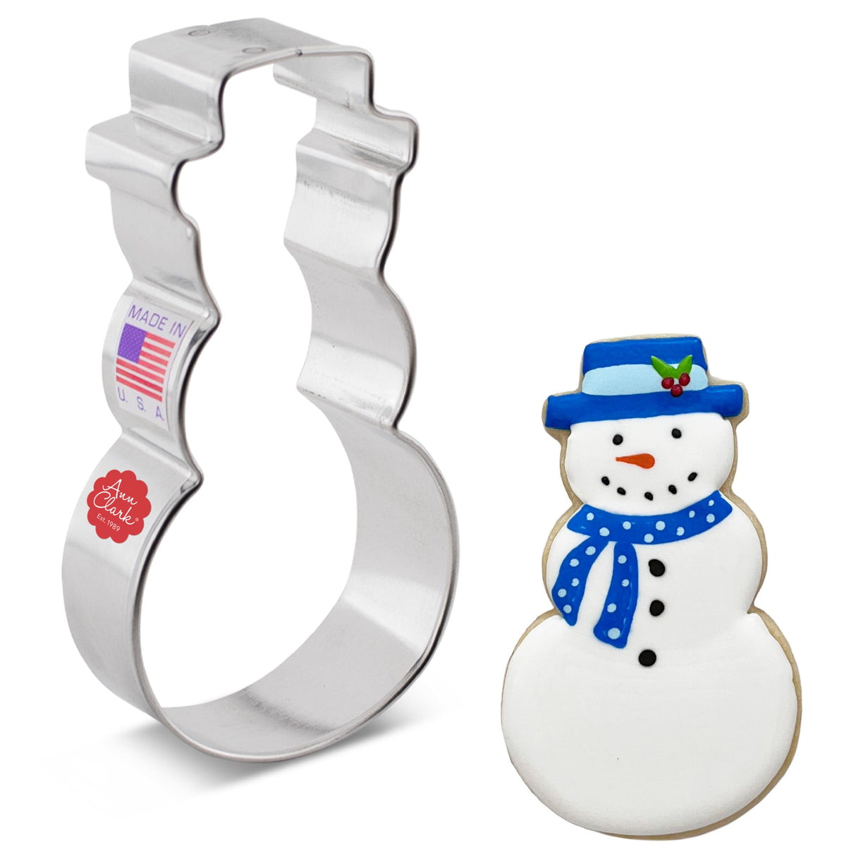 Snowman with Hat Cookie Cutter, 4" Made in USA by Ann Clark