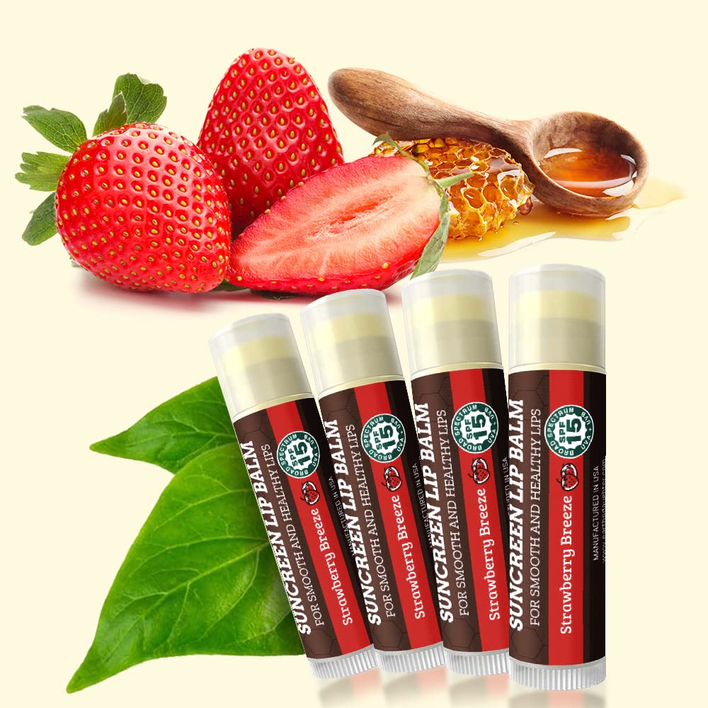 USDA Organic Lip Balm 6-Pack by Earth's Daughter Stocking Stuffers - Fruit Flavors, Beeswax, Coconut Oil, Vitamin E - Best Lip Repair Chapstick for Dry Cracked Lips - Moisturizing Lip Care