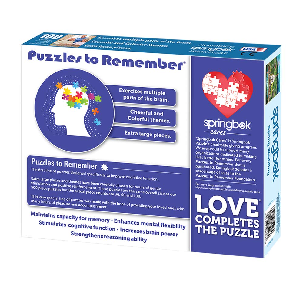 Springbok Puzzle to Remember - Alzheimer & Dementia Activity - 100 Piece Jigsaw Puzzle Spring Wedding - Made in USA