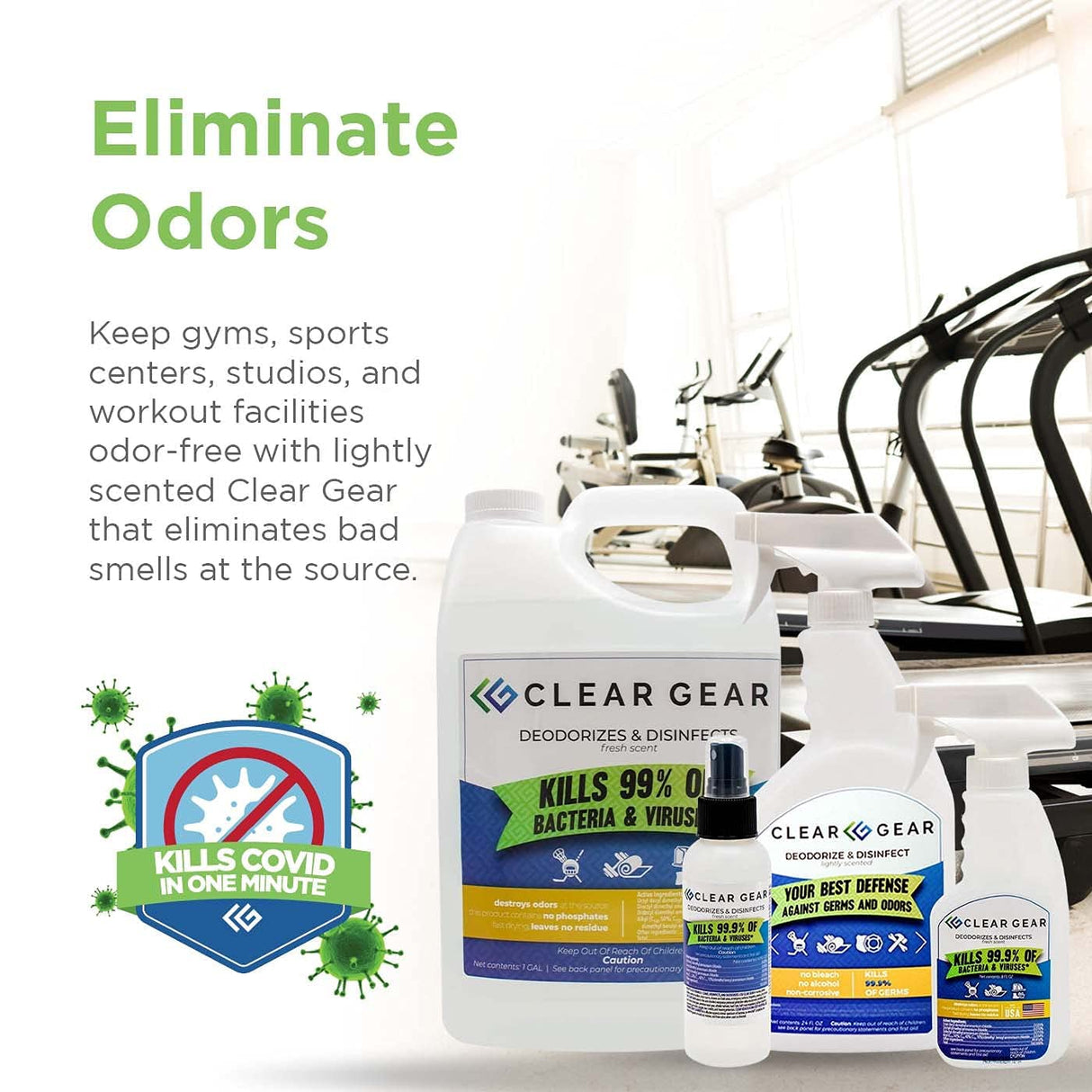 Disinfectant, Cleaner, and Deodorizer For Sports Equipment, Gyms, and Fitness Centers - Mixed Pack - 16 Oz Bottle and 32 Oz Bottle Disinfecting Spray Pack