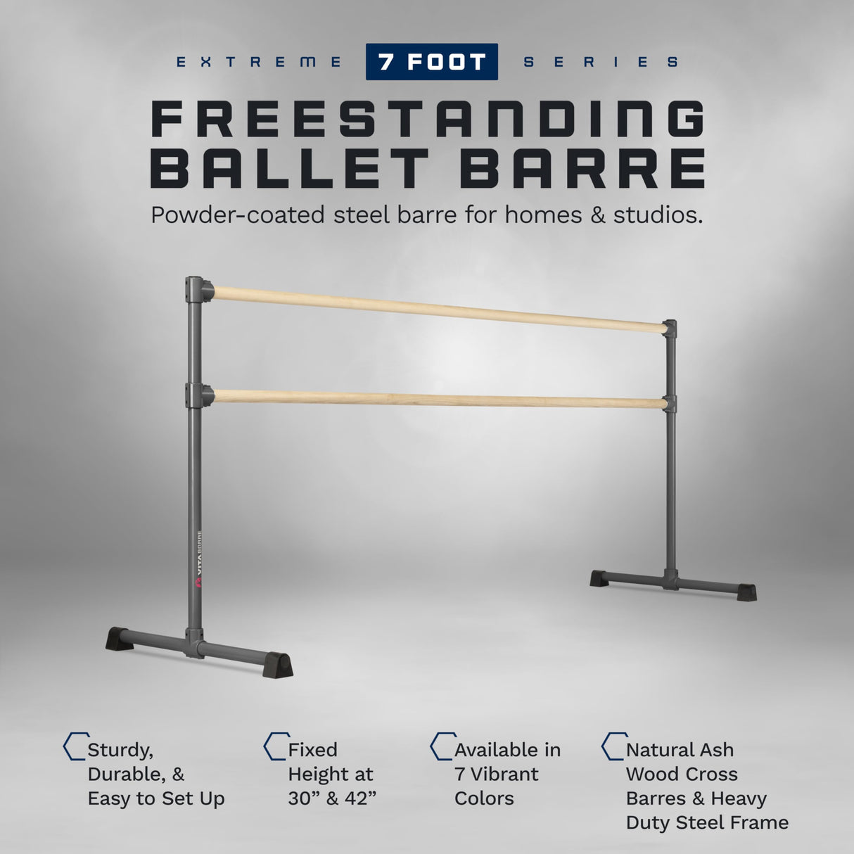 VITA Barre Portable Freestanding Double Ballet Barre, Extreme, Wood | Fixed Height, Made in USA, Home or Gym Exercise Equipment for Kids & Adults | Dance, Fitness, Pilates