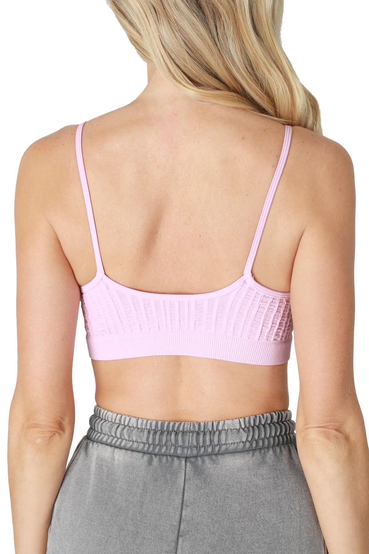 NIKIBIKI Women Seamless Ribbed V-Neck Bralette, Made in U.S.A, One Size