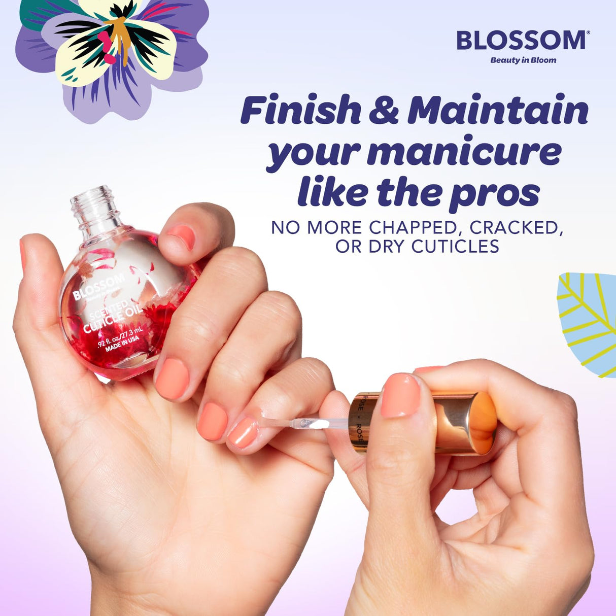 Blossom Scented Cuticle Oil, Infused with Real Flowers, Hydrating, Moisturizing, Strengthening, Made in USA, 0.5 fl. oz, Amazon Exclusive, Watermelon