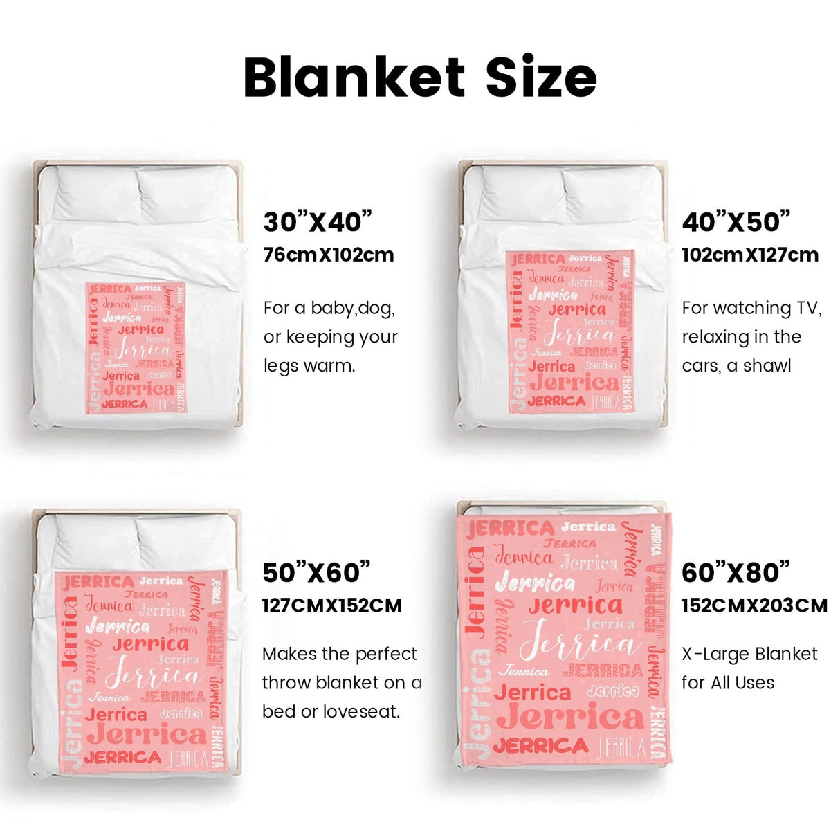Custom Blanket with Name, Soft Cozy Personalized Name Blankets for Kids, Girls, Boys, Adults, Customized Christmas Blanket for Women, Men, Newborn, New Mom, Red Colors, Made in USA