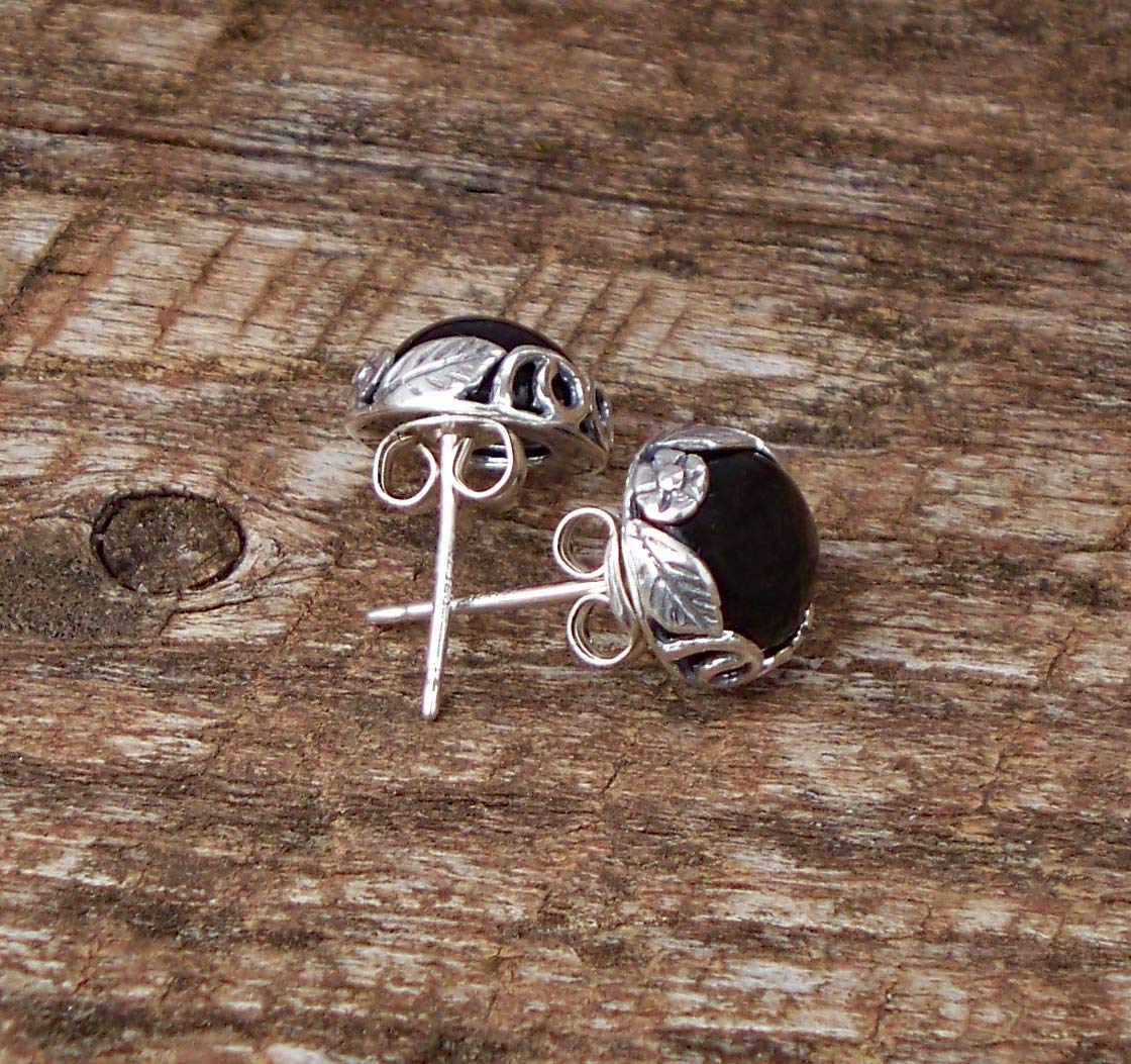 Recycled Vintage Sterling Silver Botanical Collection Stud Earrings (Mason Jar (Aqua))