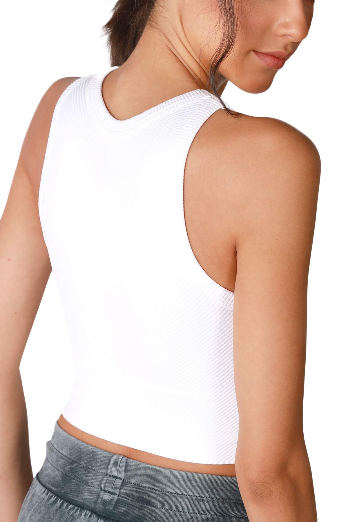 NIKIBIKI Women Seamless Chevron High Neck Crop Top, Made in U.S.A, One Size