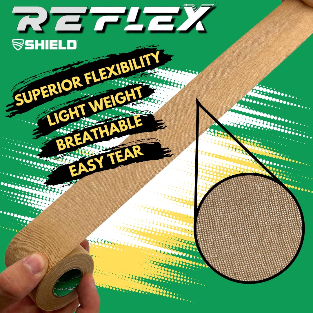 Shield Reflex | Stretch Athletic Tape, Tear by Hand, Made in USA, Thin, Flexible, Elastic Sports Tape, Spatting Football Tape 6 Pack (Midnight Blue, 2 Inch)