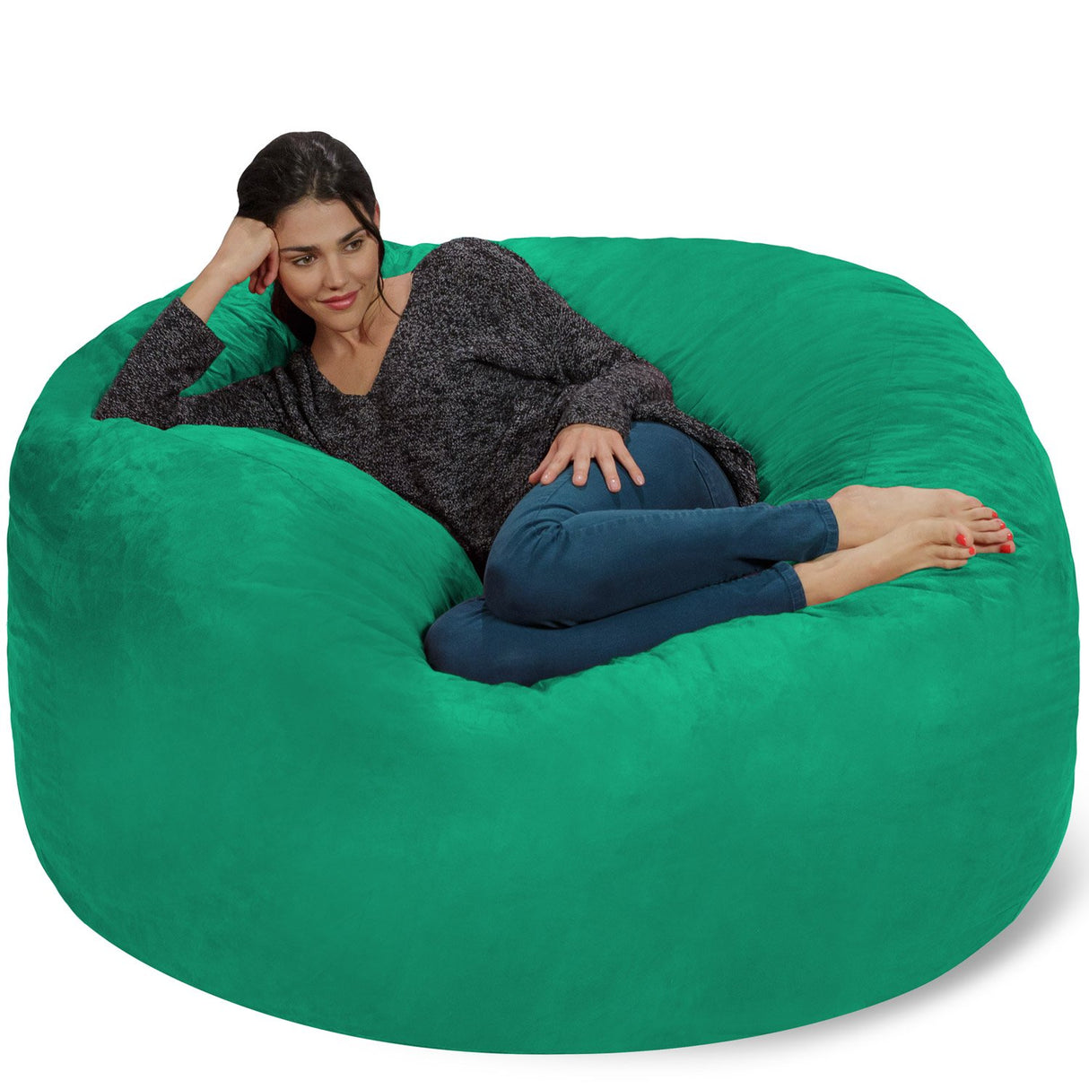 Chill Sack Bean Bag Chair: Giant 5' Memory Foam Furniture Bean Bag - Big Sofa with Soft Micro Fiber Cover - Black