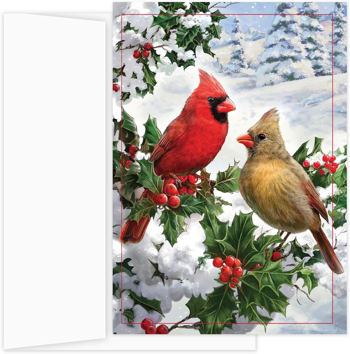 Masterpiece Sparkling Santa Christmas Cards / 16 Festive Holiday Cards Set With White Envelopes / 5 5/8" x 7 7/8" Winter Gold Foil Greeting Cards With Inside Verse/Made In The USA