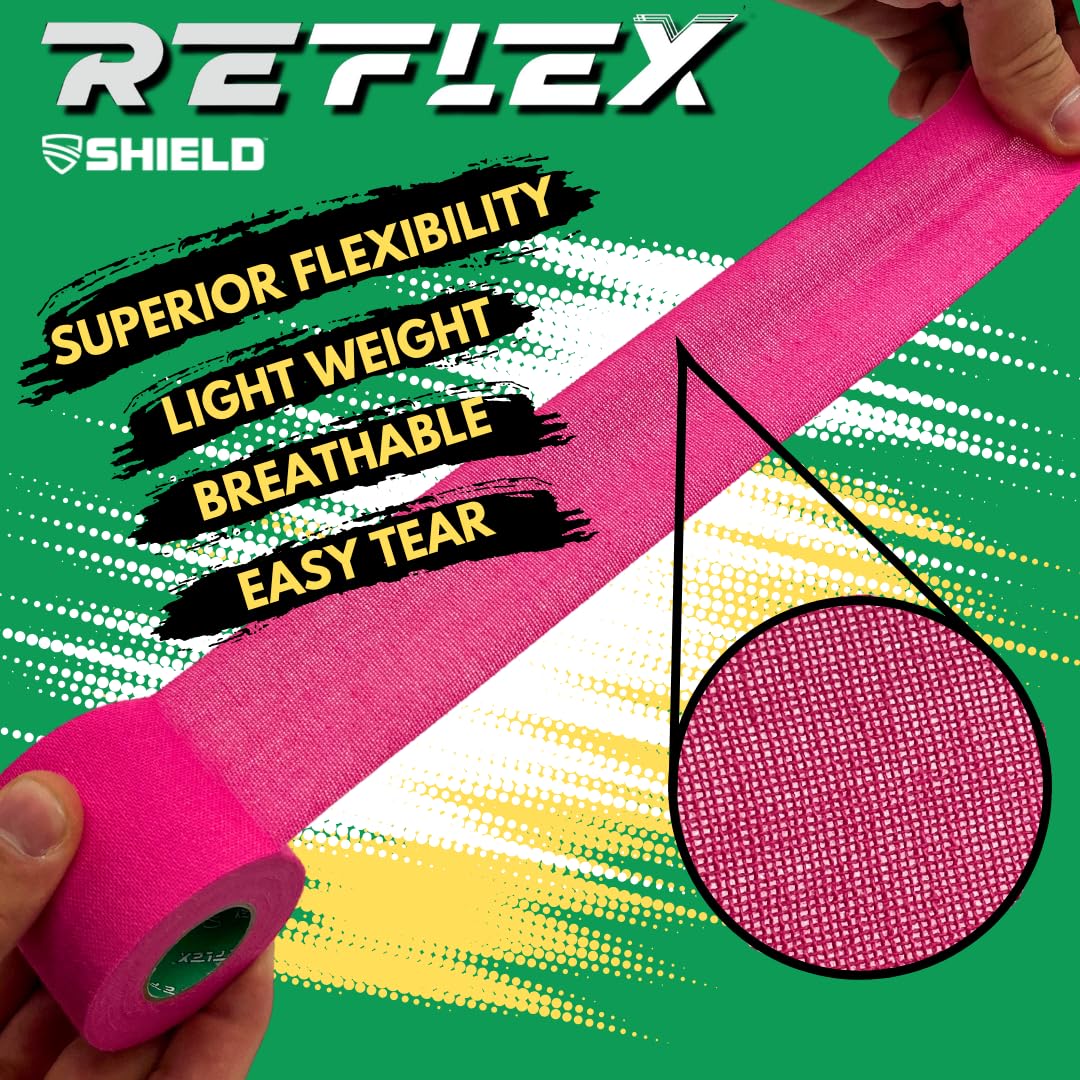 Shield Reflex | Stretch Athletic Tape, Tear by Hand, Made in USA, Thin, Flexible, Elastic Sports Tape, Spatting Football Tape 6 Pack (Midnight Blue, 2 Inch)