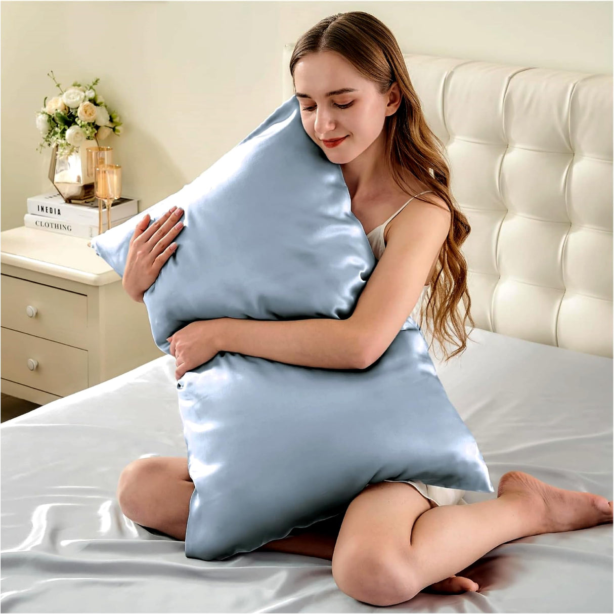 Oeko-TEX Certified Mulberry Silk Pillow Cases Green for Christmas Made in USA, 100% Silk Pillowcase with Zipper, 6A Grade 22 Momme Pure Silk Gift Set, 1 Pcs 20"x30" (Queen, Emerald)