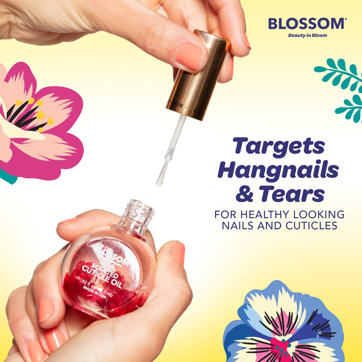 Blossom Scented Cuticle Oil, Infused with Real Flowers, Hydrating, Moisturizing, Strengthening, Made in USA, 0.5 fl. oz, Amazon Exclusive, Watermelon