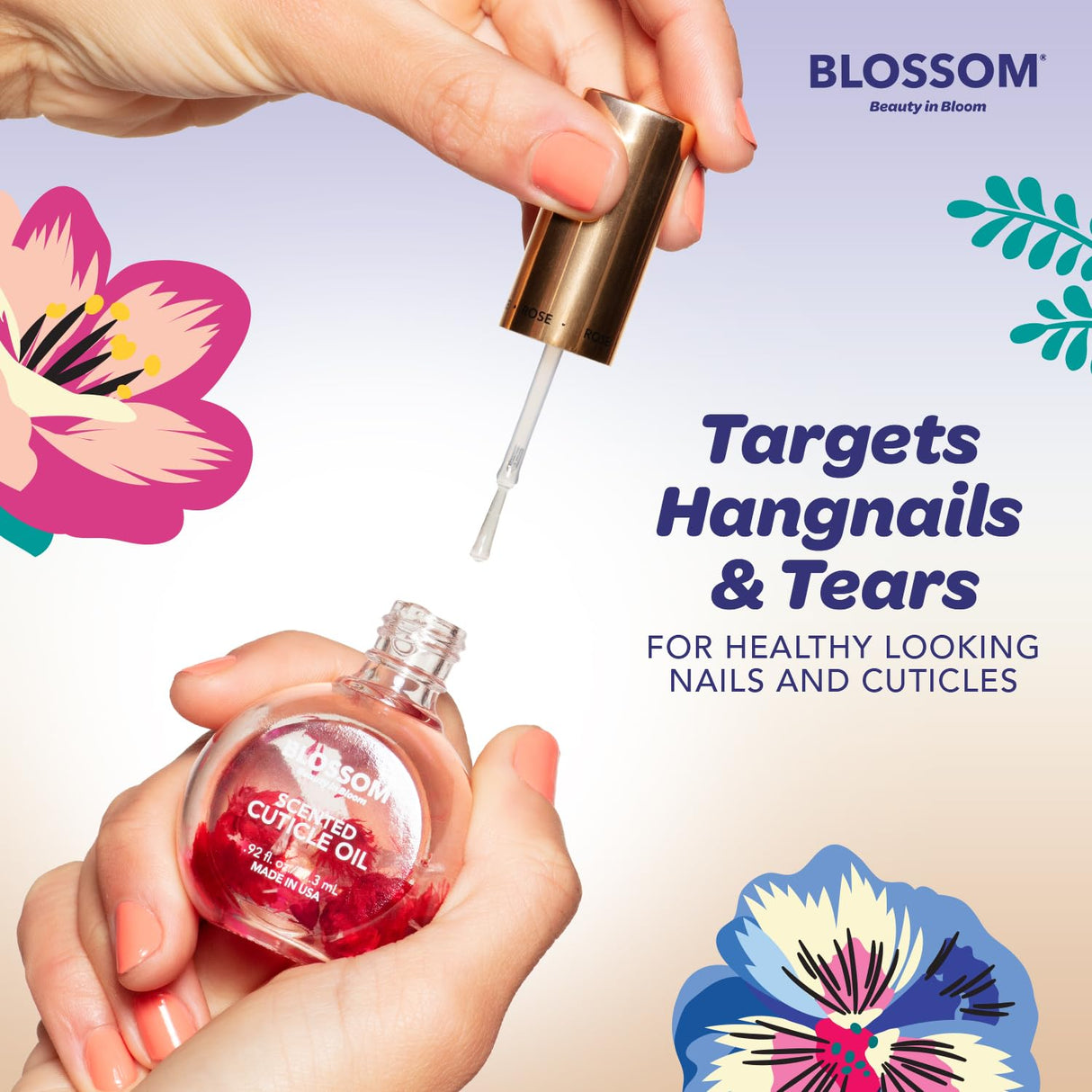 Blossom Scented Cuticle Oil, Infused with Real Flowers, Hydrating, Moisturizing, Strengthening, Made in USA, 0.5 fl. oz, Amazon Exclusive, Watermelon