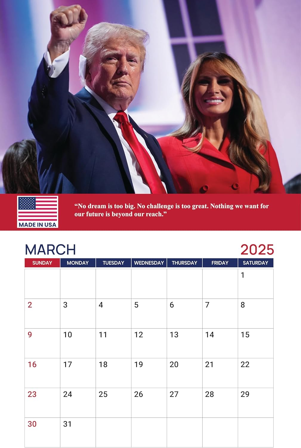 Trump Wall Calendar 2025, Monthly Wall Calendar Donald Trump Gifts, 45 47 President Trump Calendar for Walls with Motivational and Inspirational Quotes, Made in USA