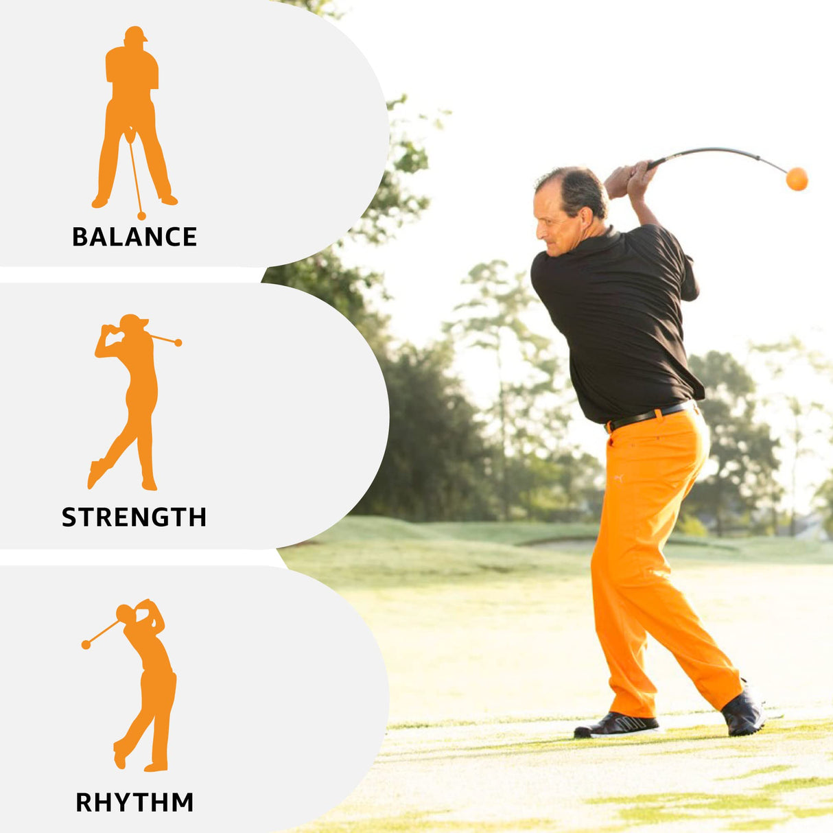 Orange Whip Golf Swing Trainer Aid Patented & Made in USA for Improved Rhythm, Flexibility, Balance, Tempo, and Strength *American Made*