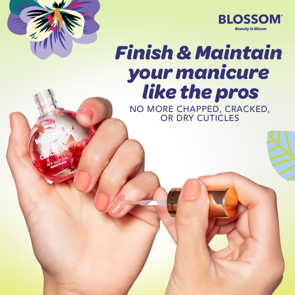 Blossom Scented Cuticle Oil, Infused with Real Flowers, Hydrating, Moisturizing, Strengthening, Made in USA, 0.5 fl. oz, Amazon Exclusive, Watermelon
