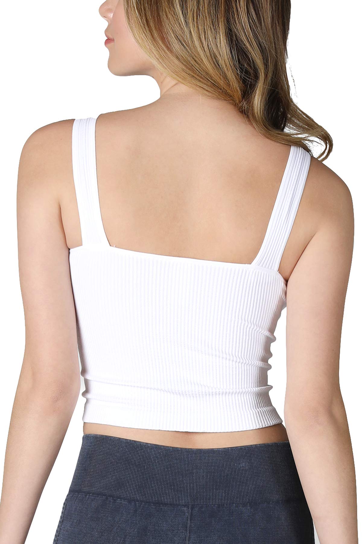 NIKIBIKI Women Seamless V-Neck Ribbed Crop Top, Made in U.S.A, One Size