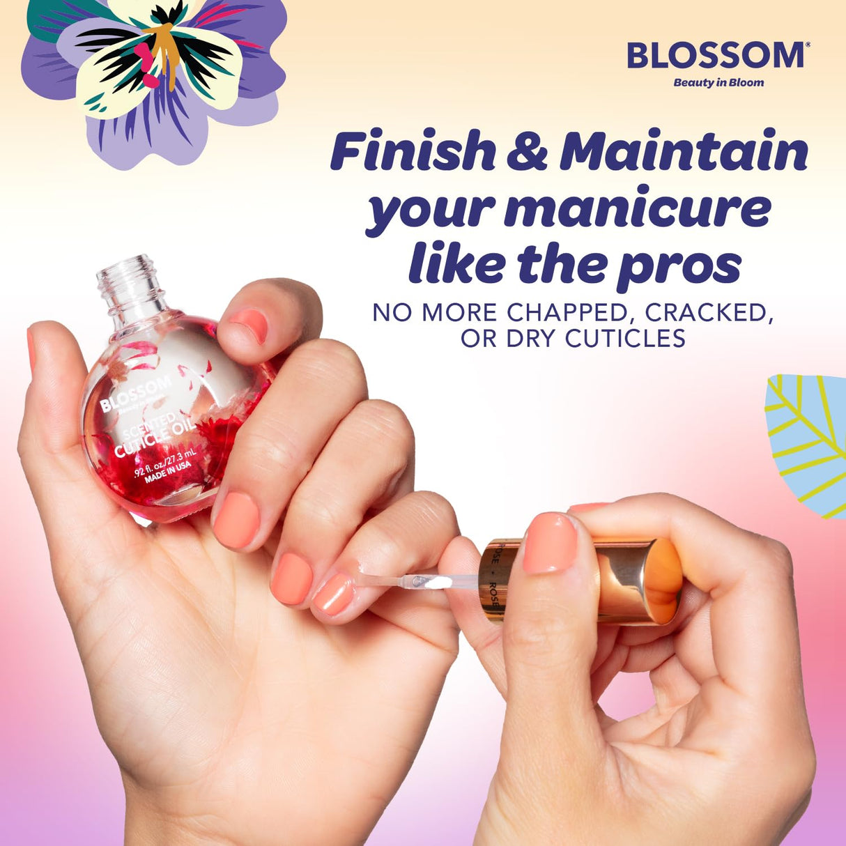 Blossom Scented Cuticle Oil, Infused with Real Flowers, Hydrating, Moisturizing, Strengthening, Made in USA, 0.5 fl. oz, Amazon Exclusive, Watermelon
