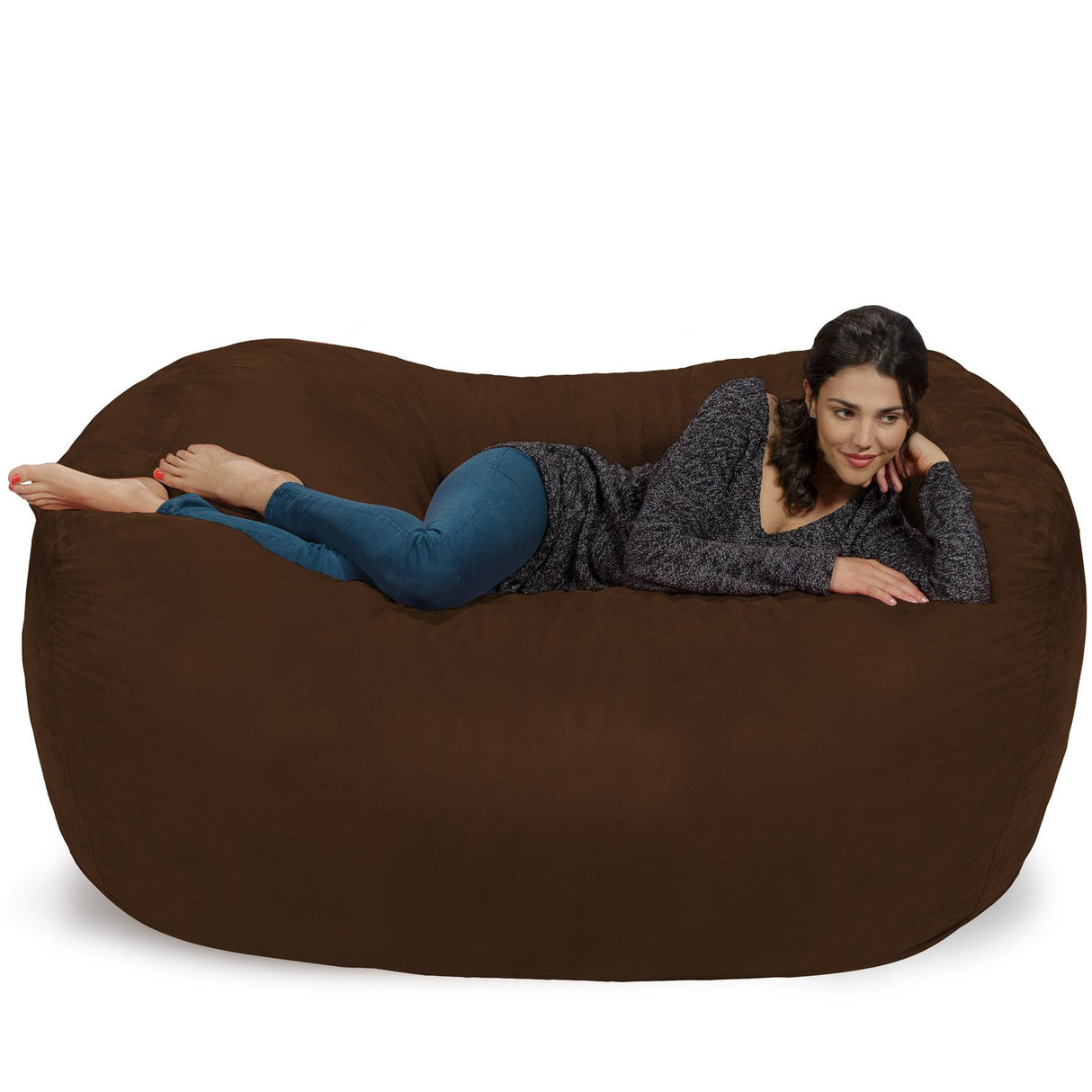 Chill Sack Bean Bag Chair: Huge 6' Memory Foam Furniture Bag and Large Lounger - Big Sofa with Soft Micro Fiber Cover - Red Furry