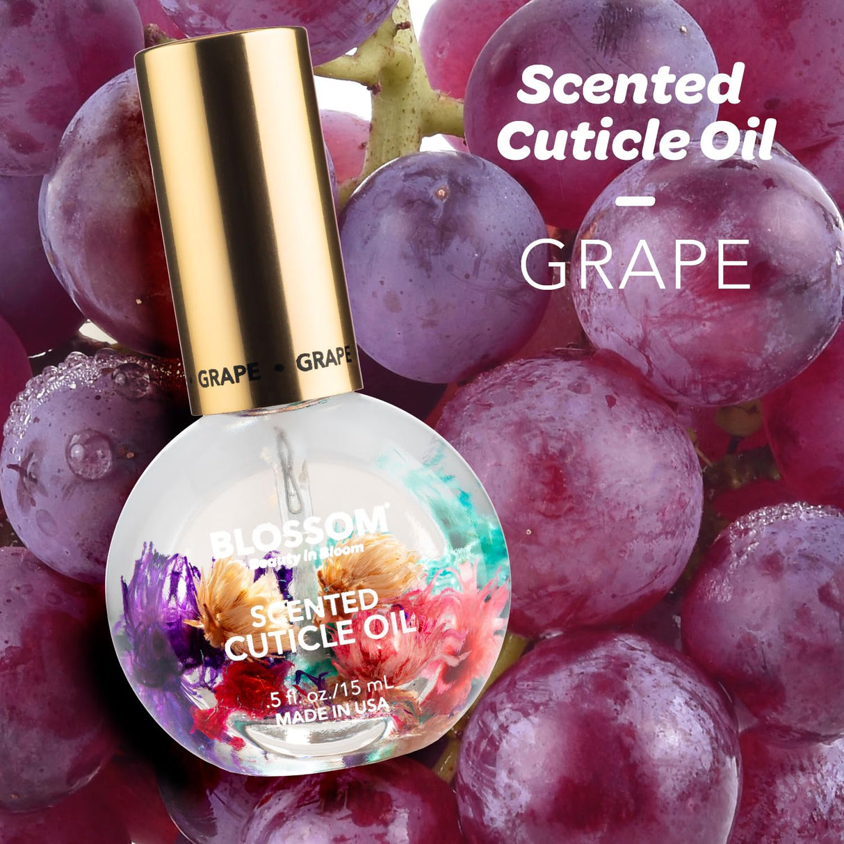 Blossom Scented Cuticle Oil, Infused with Real Flowers, Hydrating, Moisturizing, Strengthening, Made in USA, 0.5 fl. oz, Amazon Exclusive, Watermelon