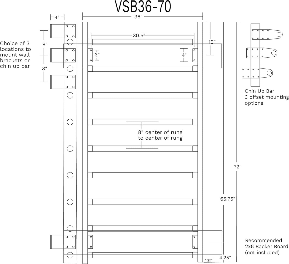 Vita Vibe VSB36-80 - 36" Wide Stall Bars (Swedish Bars) - (80" Tall)